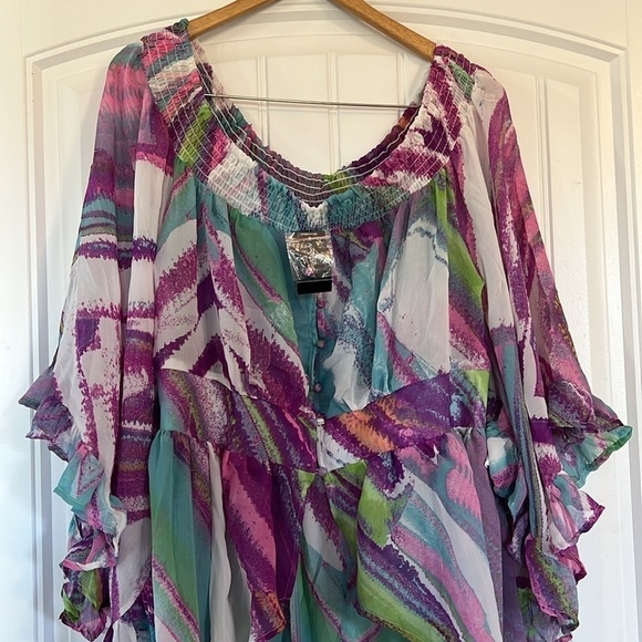 Ashley Stewart Watercolor Duster Cardigan  size 18-20 - Picture 6 of 9